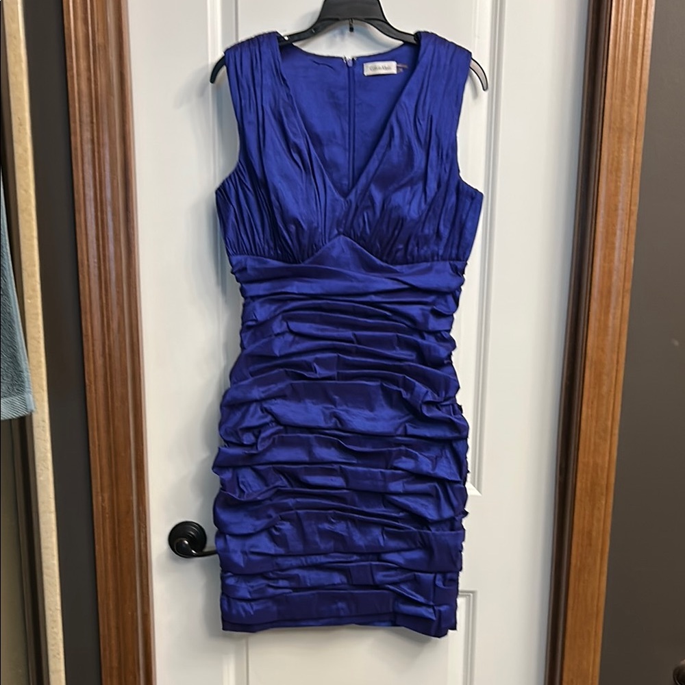 Calvin Klein Royal Blue Ruched Mini Dress